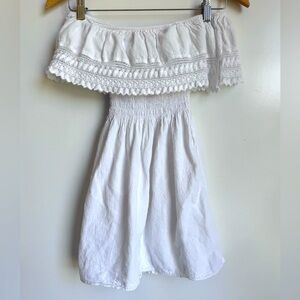 SEASPICE Ella Off Shoulder Mini Sundress White‎ Girls 12 Peruvian Cotton Resort